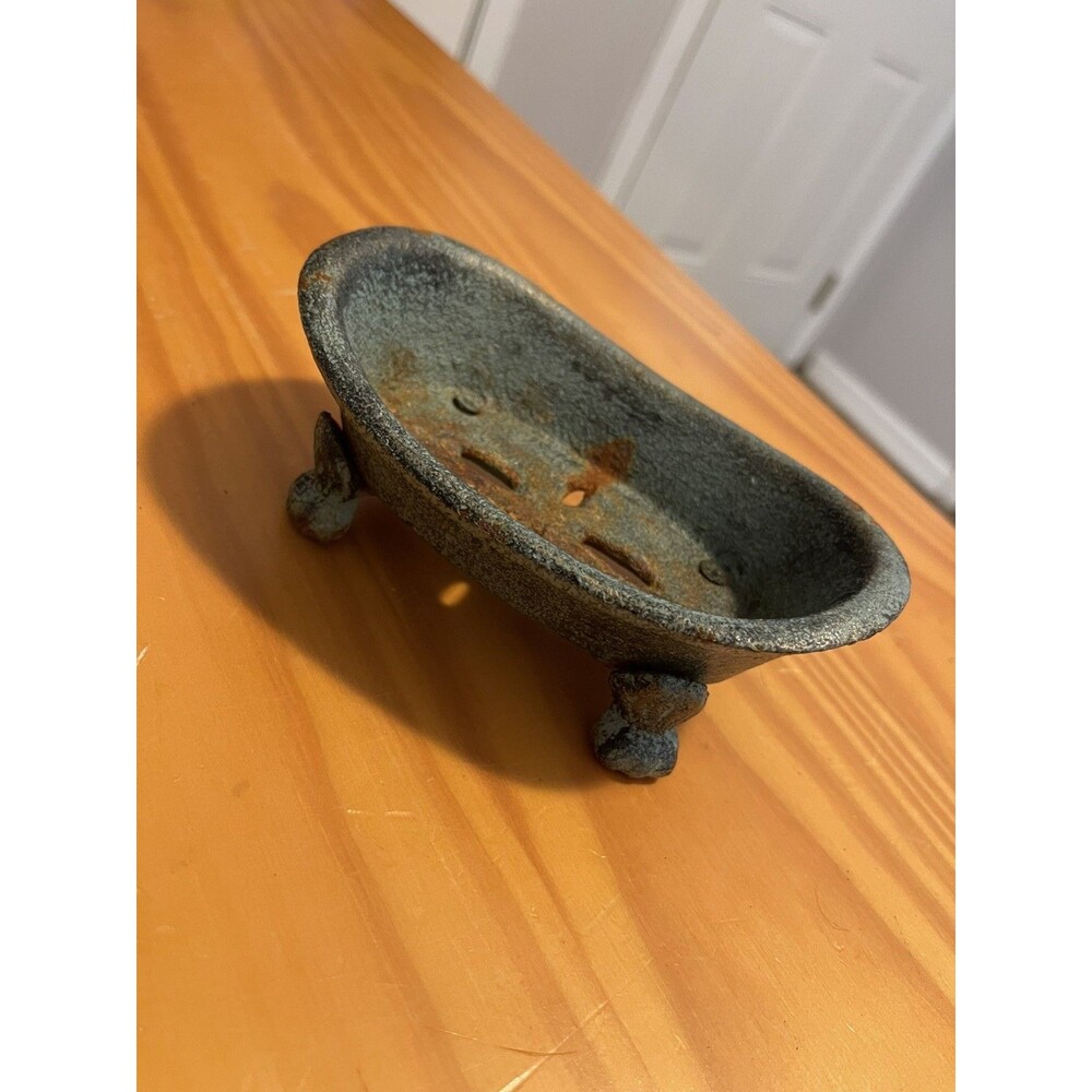 Cast Iron Metal Old Fashion Bath Tub Soap Holder Bathroom Decor 2" Tall